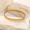 Wholesale Women's Elegant Round Square Hollow Design Titanium Steel Bracelet With 18K Gold Color Vacuum Plated Finish