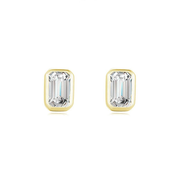 Wholesale Women's Elegant S925 Sterling Silver Rectangular Zircon Earrings With Geometric Design And Seiko Craftsmanship