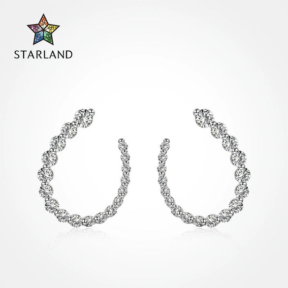 Wholesale Women's Elegant S925 Sterling Silver Ushaped Earrings With Geometric And Letter Patterns Electroplated
