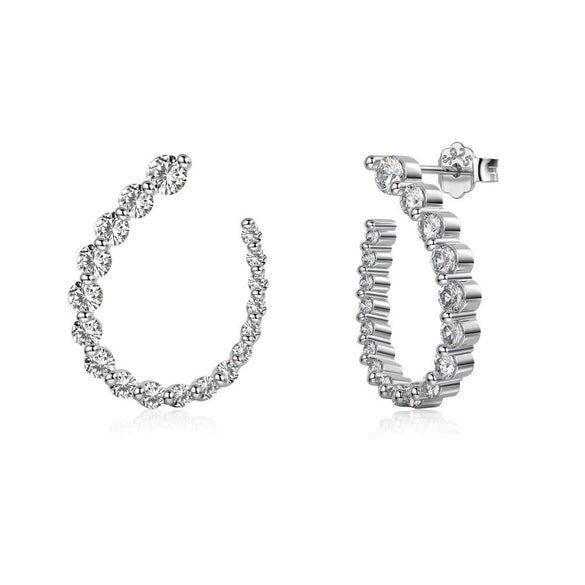 Wholesale Women's Elegant S925 Sterling Silver Ushaped Earrings With Geometric And Letter Patterns Electroplated