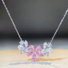 Wholesale Women's Elegant Silver 925 Sterling Silver Flower Ochain Necklace With Diamond Design