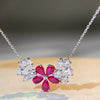 Wholesale Women's Elegant Silver 925 Sterling Silver Flower Ochain Necklace With Diamond Design