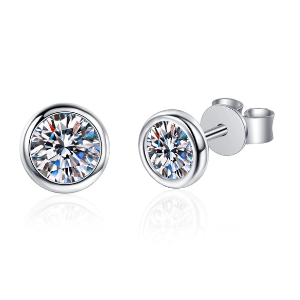 Wholesale Women's Elegant Simple Geometric 925 Sterling Silver Plated Pt950 Gold Moissanite Bubble Earrings