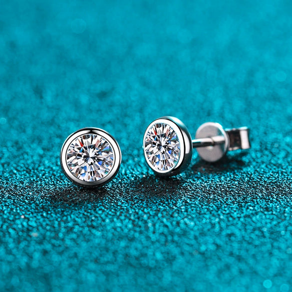 Wholesale Women's Elegant Simple Geometric 925 Sterling Silver Plated Pt950 Gold Moissanite Bubble Earrings