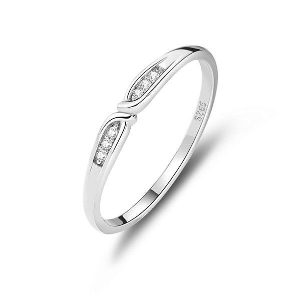 Wholesale Women's Elegant Simple Stackable Zircon Ring 925 Sterling Silver Geometric Electroplated Hand Jewelry