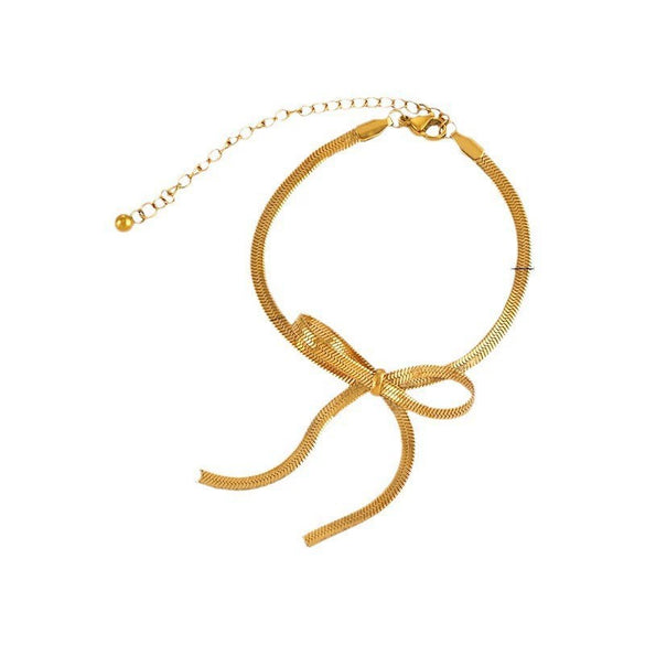 Wholesale Women's Elegant Simple Versatile Titanium Steel Bracelet With Heart Shape Flower Bow Tie Pattern Electroplated