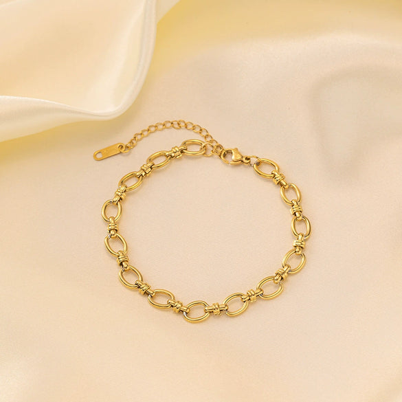 Wholesale Women's Elegant Simple Versatile Titanium Steel Bracelet With Heart Shape Flower Bow Tie Pattern Electroplated