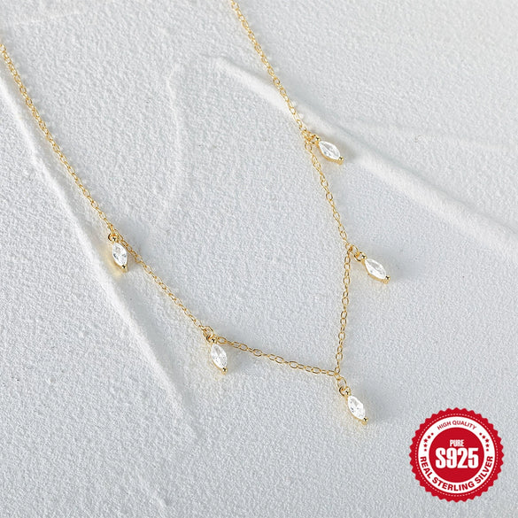 Wholesale Women's Elegant Stacked Horse Eye Diamond Clavicle Necklace In S925 Sterling Silver With Geometric Style And Electroplating Design