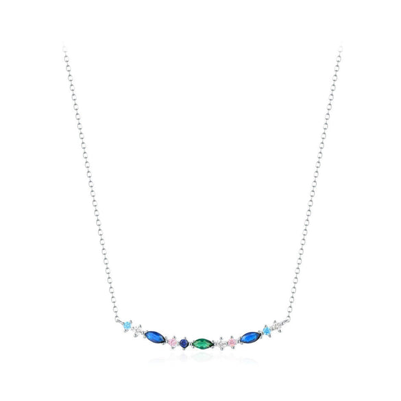 Wholesale Women's Elegant 925 Sterling Silver Flower Pattern Inlay Zircon Cross Chain Necklace