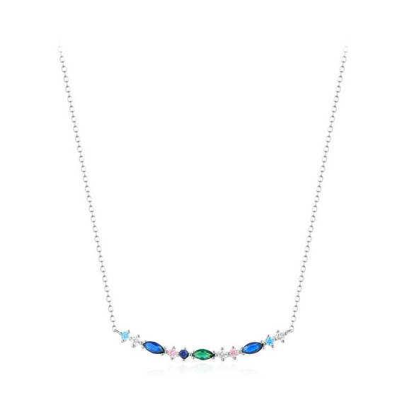 Wholesale Women's Elegant 925 Sterling Silver Flower Pattern Inlay Zircon Cross Chain Necklace