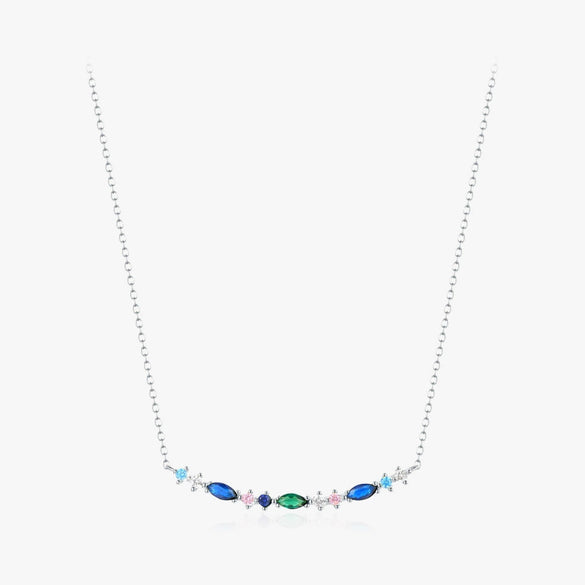 Wholesale Women's Elegant 925 Sterling Silver Flower Pattern Inlay Zircon Cross Chain Necklace