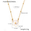 Wholesale Women's Elegant Titanium Steel Necklace With Peach Blossom Flower And Geometric Pattern 18K Gold Plated Clip Bead Chain