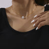 Wholesale Women's Elegant Titanium Steel Necklace With Peach Blossom Flower And Geometric Pattern 18K Gold Plated Clip Bead Chain