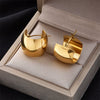 Wholesale Women's Elegant Unique Earrings With Golden Ball Ear Buckle Titanium Steel Material Geometric Pattern 18K Gold Plated