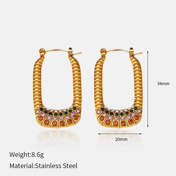 Wholesale Women's Elegant Ushaped Stainless Steel 18K Gold Plated Microinlaid Retro Twist Snail Shell Earrings