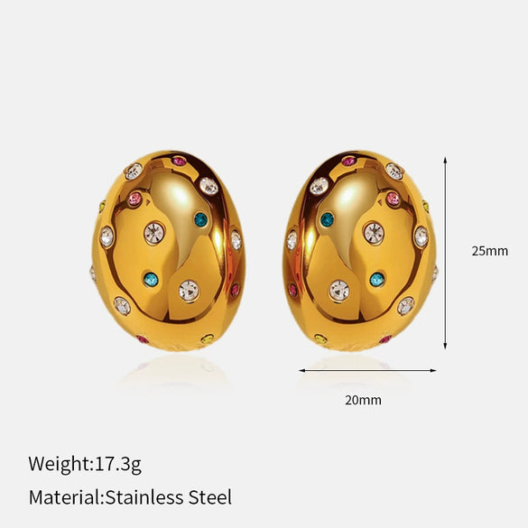 Wholesale Women's Elegant Ushaped Stainless Steel 18K Gold Plated Microinlaid Retro Twist Snail Shell Earrings
