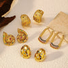 Wholesale Women's Elegant Ushaped Stainless Steel 18K Gold Plated Microinlaid Retro Twist Snail Shell Earrings