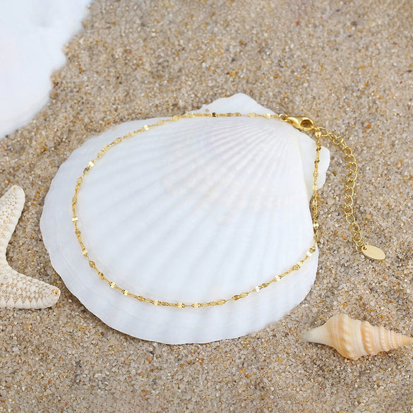 Wholesale Women's Elegant Wave Pattern S925 Sterling Silver Anklet