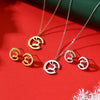 Wholesale Women's Elk Pattern Inlaid Zircon Stainless Steel Necklace And Earrings Set Highend Casual Design