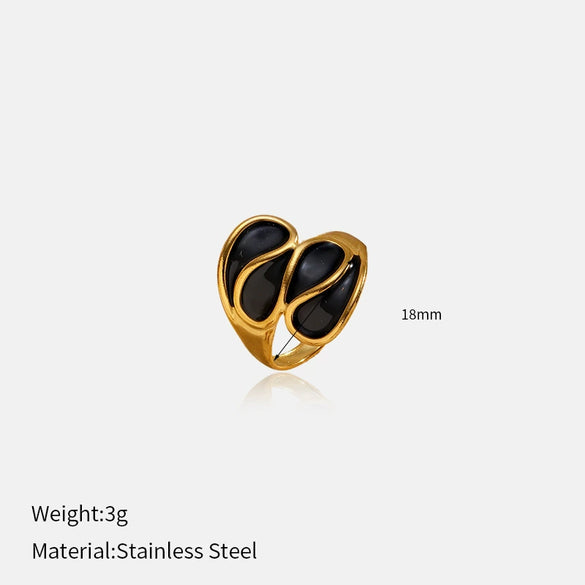 Wholesale Women's Enamel Geometric Stainless Steel Open Ring