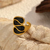 Wholesale Women's Enamel Geometric Stainless Steel Open Ring