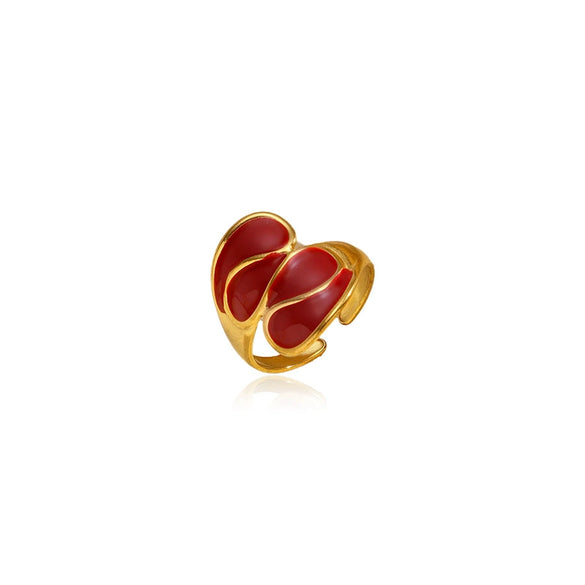 Wholesale Women's Enamel Geometric Stainless Steel Open Ring