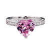 Wholesale Women's Engagement Ring Alloy Heartshaped Inlaid Pink Diamond Zircon Geometric Electroplated