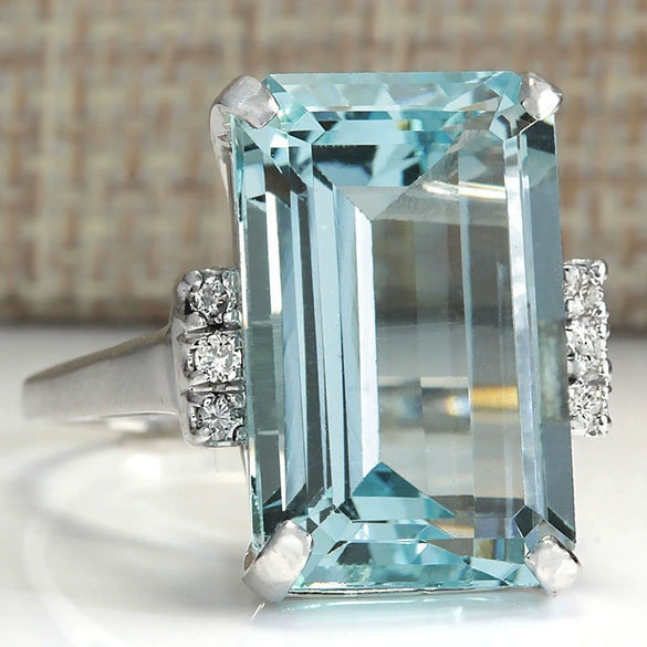 Wholesale Women's Engagement Ring Copper Plated Platinum Imitation Topaz Zircon Geometric Style Jewelry