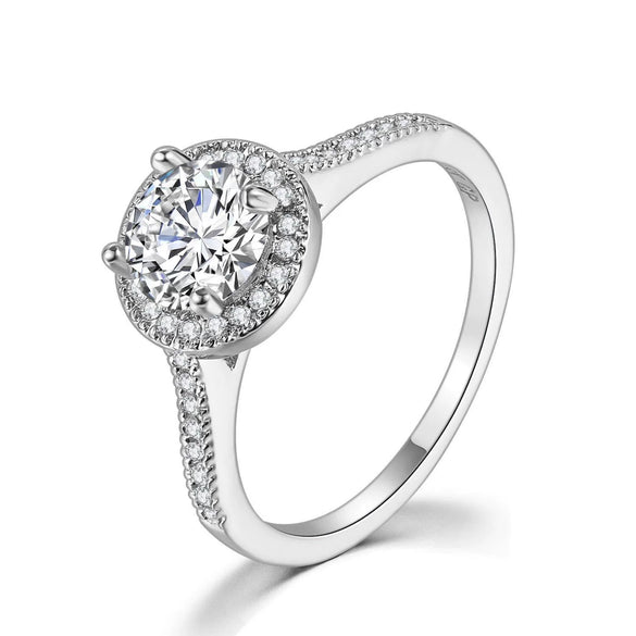 Wholesale Women's Engagement Wedding Ring Copper Geometric Microinlaid Zircon