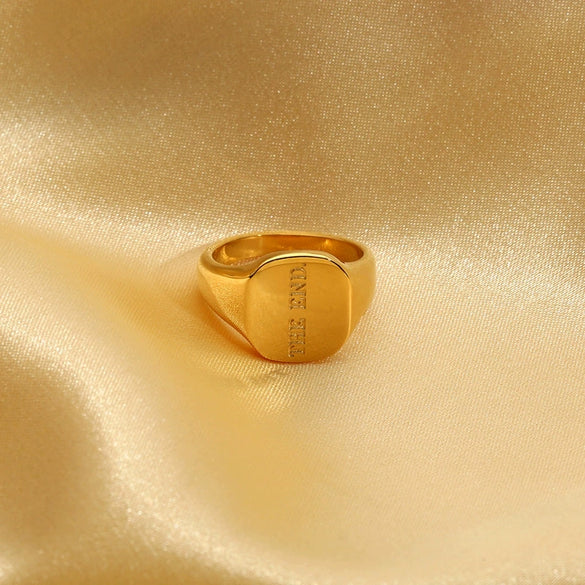 Wholesale Women's English Letter Geometric Stainless Steel Electroplated Ring Jewelry