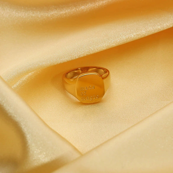 Wholesale Women's English Letter Geometric Stainless Steel Electroplated Ring Jewelry