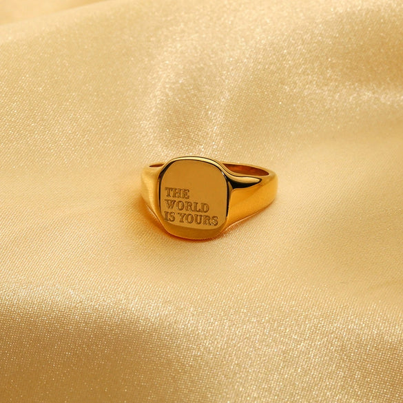 Wholesale Women's English Letter Geometric Stainless Steel Electroplated Ring Jewelry