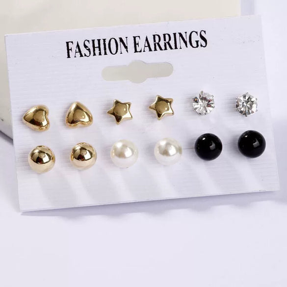 Wholesale Women's Exaggerated Bohemian Tassel Metal Big Circle Earrings Alloy Electroplated 6 Pairs Set