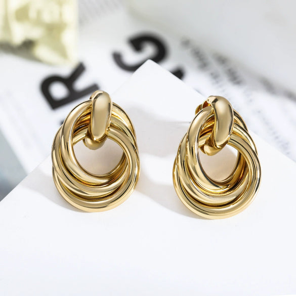 Wholesale Women's Exaggerated Creative Personality Fashion Alloy Inlaid Rhinestone Big Circle Geometric Electroplated Earrings