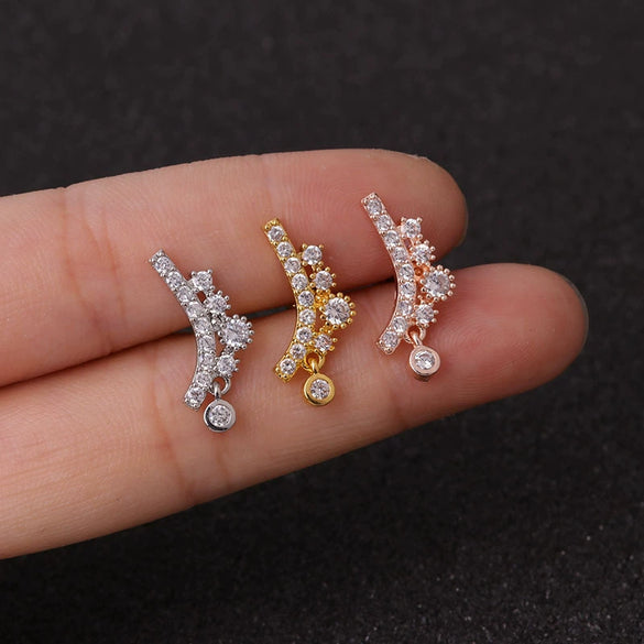 Wholesale Women's Exaggerated Crown Metal Inlaid Zircon Earrings
