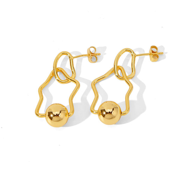 Wholesale Women's Exaggerated Geometric Copper Earrings With Electroplating Design