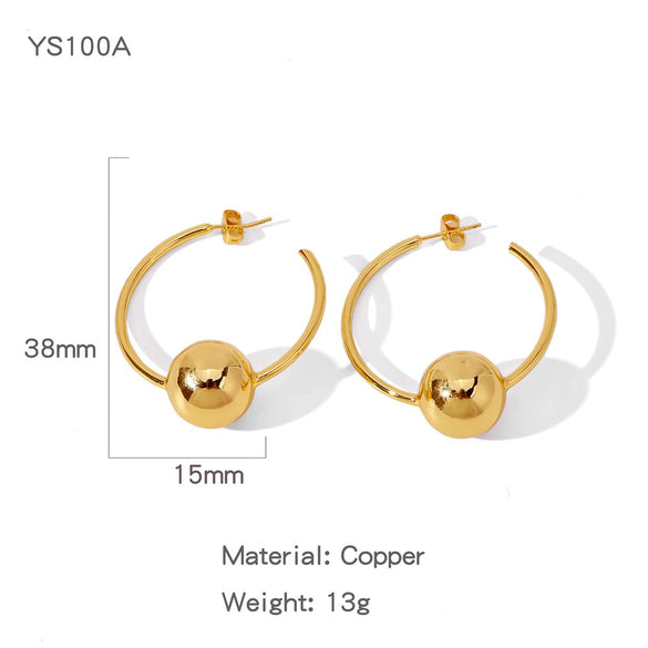 Wholesale Women's Exaggerated Geometric Copper Earrings With Electroplating Design