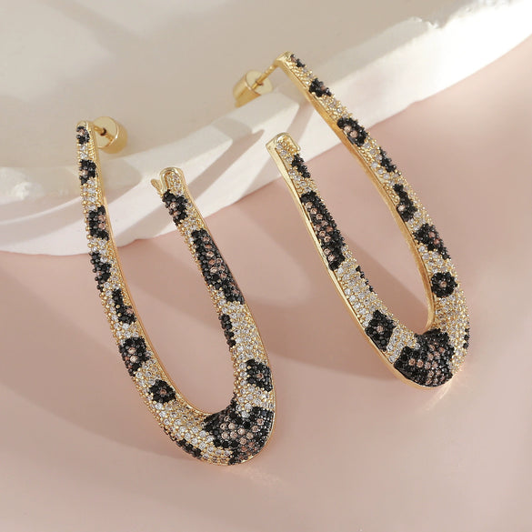 Wholesale Women's Exaggerated Geometric Copper Earrings With Snake Leopard Python Patterns Twocolor Electroplating