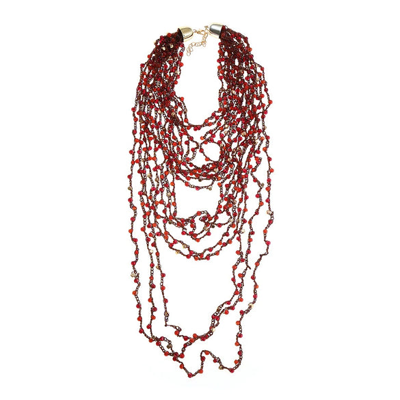 Wholesale Women's Exaggerated Geometric Handwoven Multilayer Beaded Necklace