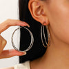 Wholesale Women's Exaggerated Geometric Metal Circle Earrings With Electroplating Design