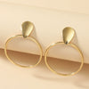Wholesale Women's Exaggerated Geometric Metal Circle Earrings With Electroplating Design