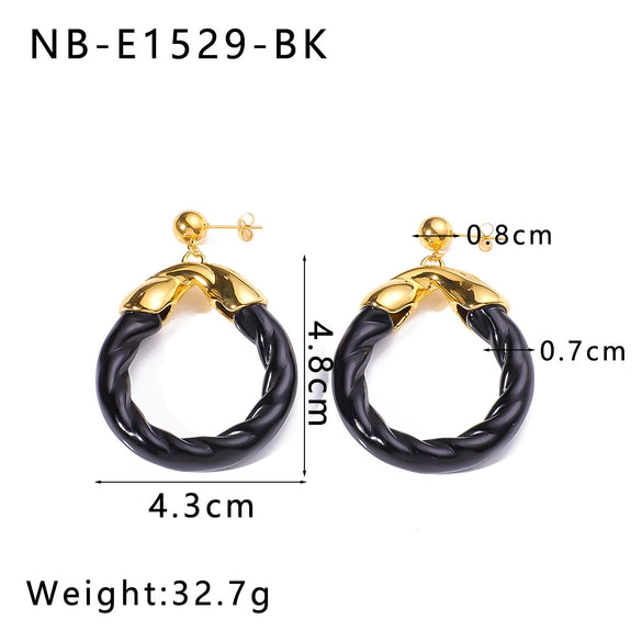Wholesale Women's Exaggerated Geometric Spiral Acrylic Stainless Steel Earrings With 18K Vacuum Plating In Furnace