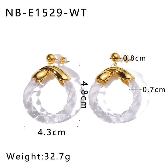 Wholesale Women's Exaggerated Geometric Spiral Acrylic Stainless Steel Earrings With 18K Vacuum Plating In Furnace