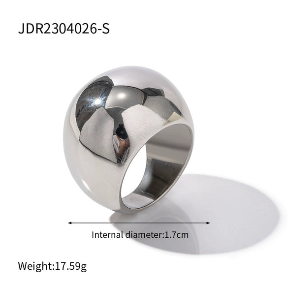 Wholesale Women's Exaggerated Geometric Stainless Steel Ring With 18K Gold Plated Electroplating