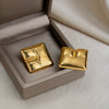 Wholesale Women's Exaggerated Geometric Stripe Stainless Steel Real Gold Plated Earrings