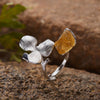 Wholesale Women's Exaggerated Geometric Style S925 Sterling Silver Petal Opening Ring Set With Natural Aquamarine Stone