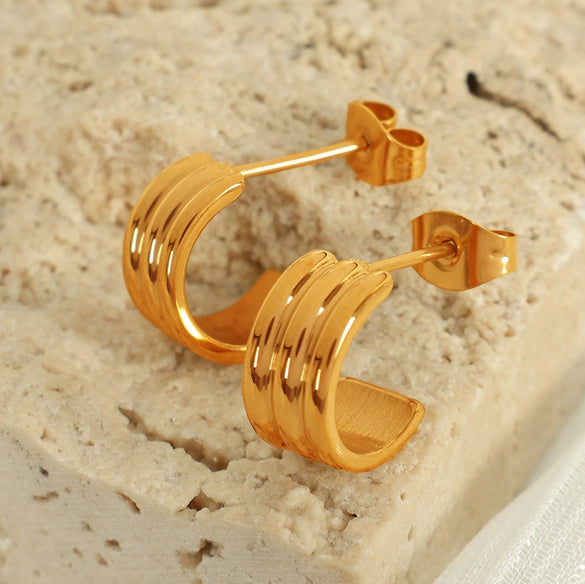 Wholesale Women's Exaggerated Geometric 316L Stainless Steel Earrings With Electroplating