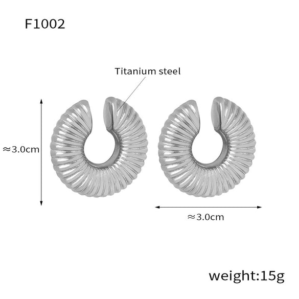 Wholesale Women's Exaggerated Geometric 316L Stainless Steel Gold Plated Ushaped Strip Enamel Oil Drop Earrings Jewelry