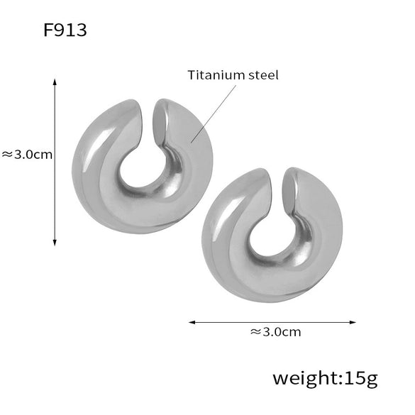 Wholesale Women's Exaggerated Geometric 316L Stainless Steel Gold Plated Ushaped Strip Enamel Oil Drop Earrings Jewelry