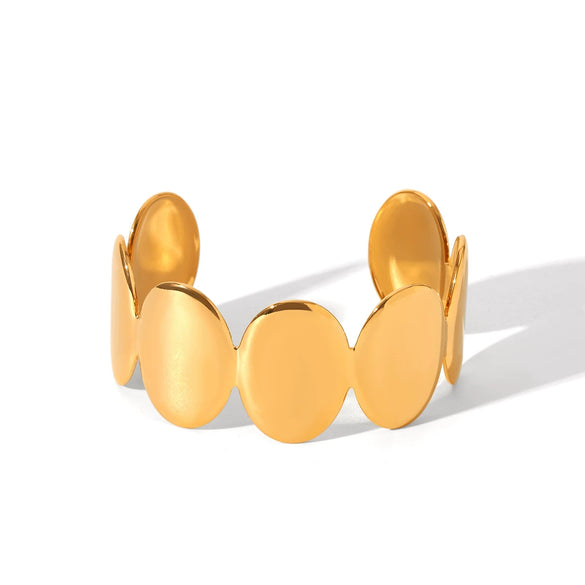 Wholesale Women's Exaggerated Gold Electroplated Stainless Steel Open Bracelet Jewelry